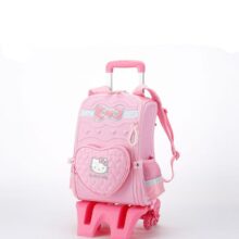 Kawaii Sanrio Kitty Cat Trolley Schoolbag Primary School Students Drag Three-wheel Climbing Stairs Backpack Waterproof Gift Kawaii Sanrio Kitty Cat Trolley Schoolbag Primary School Students Drag Three-wheel Climbing Stairs Backpack Waterproof Gift