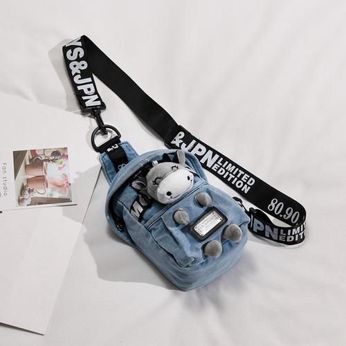 Kawaii Small Bag Female 2022 New Net Red Denim Canvas Messenger Chest Bag Ins Tide Cool Female Student Shoulder Bag Gift Kawaii Small Bag Female 2022 New Net Red Denim Canvas Messenger Chest Bag Ins Tide Cool Female Student Shoulder Bag Gift