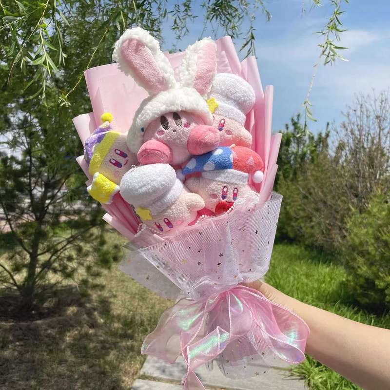 Kawaii Cartoon Kirby Graduation Plush Bouquet - KawaiiMerch.com