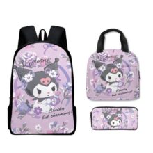 Sanrio Kuromi 3PCS 3D Printing Backpack Primary School Students Bag Children Lunch Bag Pencilcase Large-capacity Sports Backpack Sanrio Kuromi 3PCS 3D Printing Backpack Primary School Students Bag Children Lunch Bag Pencilcase Large-capacity Sports Backpack