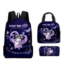 Sanrio Kuromi 3PCS 3D Printing Backpack Primary School Students Bag Children Lunch Bag Pencilcase Large-capacity Sports Backpack Sanrio Kuromi 3PCS 3D Printing Backpack Primary School Students Bag Children Lunch Bag Pencilcase Large-capacity Sports Backpack