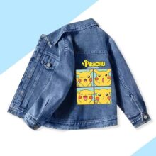 Anime Cartoon Pokemon Pikachu Printed Children’s Fashion Denim Jacket Cute Autumn Long Sleeved Coat Top Children’s Clothing Gift Anime Cartoon Pokemon Pikachu Printed Children's Fashion Denim Jacket Cute Autumn Long Sleeved Coat Top Children's Clothing Gift