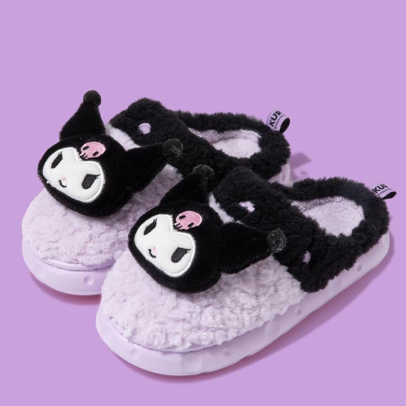 Kawaii Cartoon Kuromi Soft Plush Shoes - KawaiiMerch.com