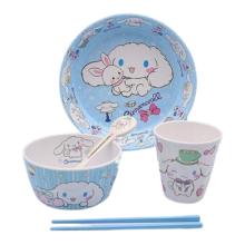 Sanrio Kawaii Cinnamoroll 5Pcs Plastic Tableware Set Sanrio Kawaii Cinnamoroll 5Pcs Plastic Tableware Set