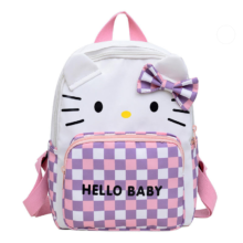 Kawaii Cartoon Hello Kitty Checkered Backpack Kawaii Cartoon Hello Kitty Checkered Backpack