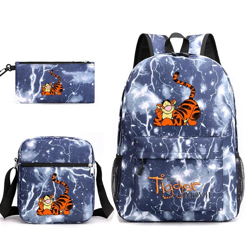 Cartoon Kawaii The Tigger Movie Backpack With Shoulder Bag And Pencil Case
