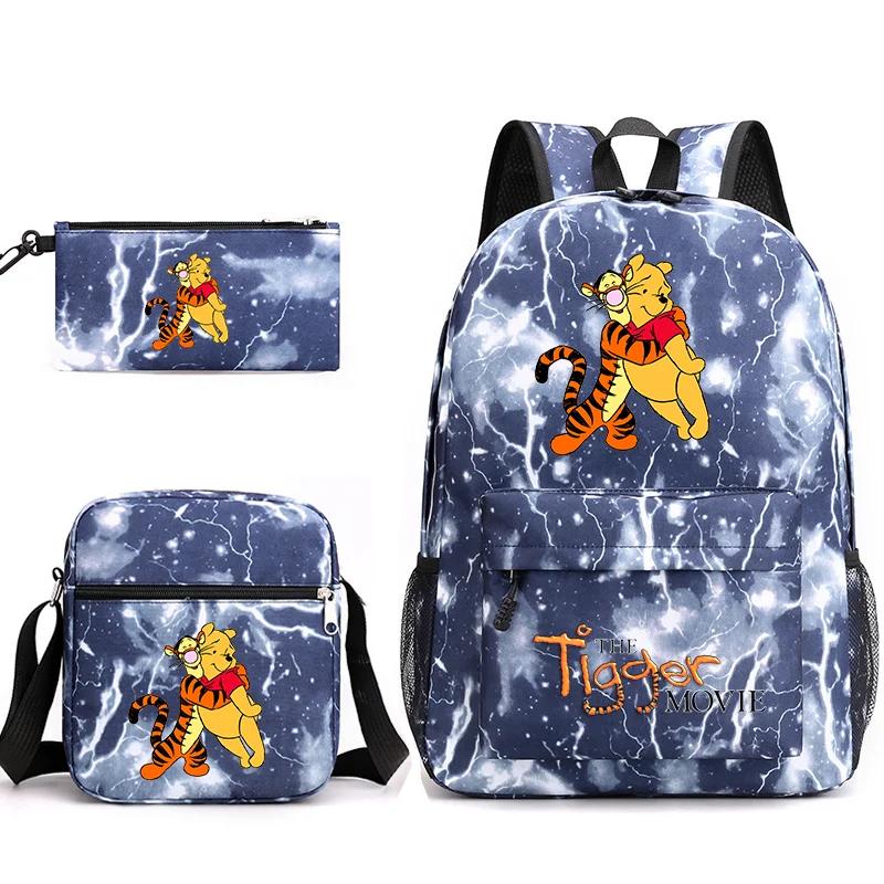 Cartoon Kawaii The Tigger Movie Backpack With Shoulder Bag And Pencil Case