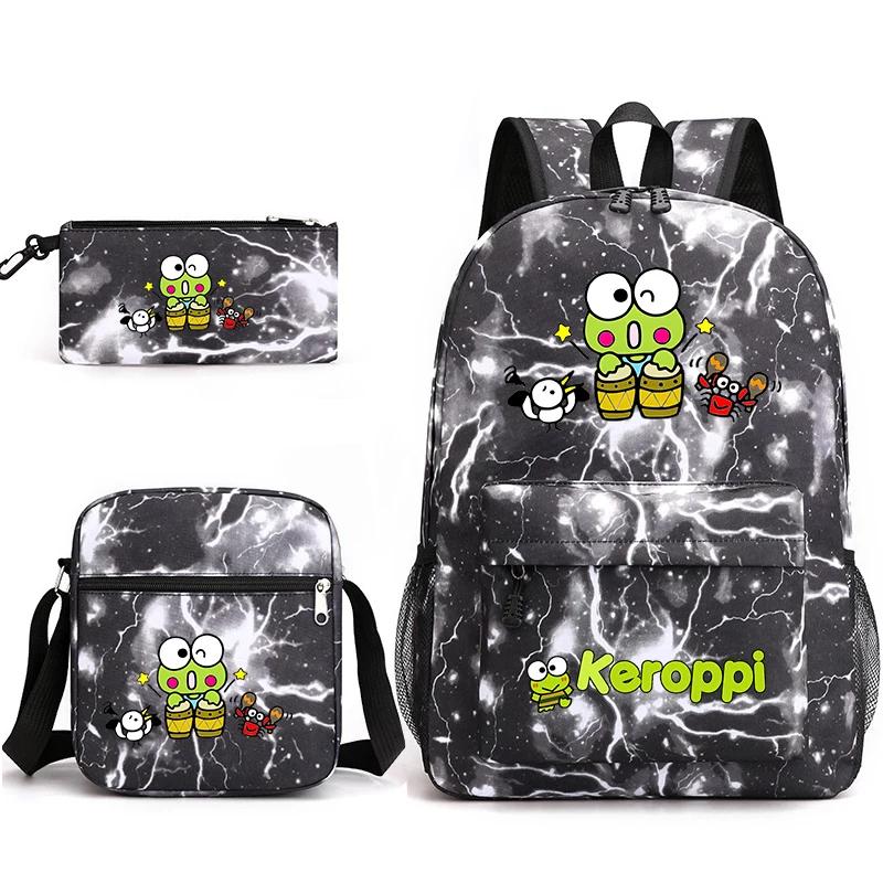 3 Set Kawaii Cartoon Keroppi Nylon Backpack