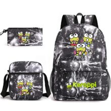 3 Pcs/Set Sanrio Kerokero Keroppi Primary Backpack for School Teenager Girls Boys Print Travel Knapsack Cartoon Bookbag Mochila 3 Pcs/Set Sanrio Kerokero Keroppi Primary Backpack for School Teenager Girls Boys Print Travel Knapsack Cartoon Bookbag Mochila