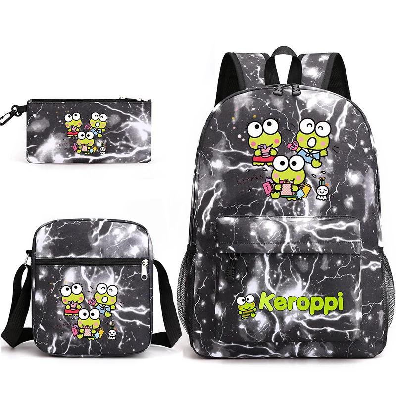 3 Set Kawaii Cartoon Keroppi Nylon Backpack