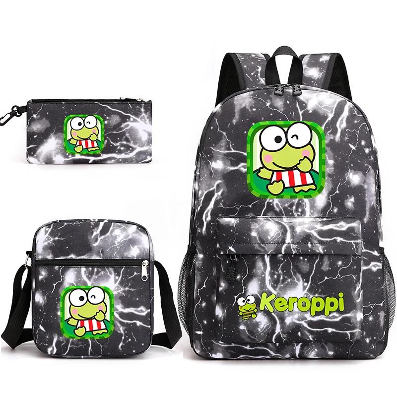 3 Set Kawaii Cartoon Keroppi Nylon Backpack