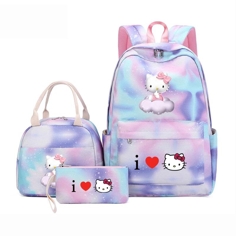 Sanrio Kawaii Hello Kitty Backpack With Lunch Bag And Pencil Case