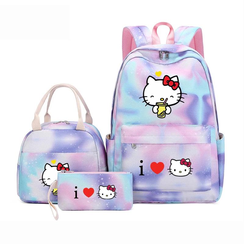 Sanrio Kawaii Hello Kitty Backpack With Lunch Bag And Pencil Case