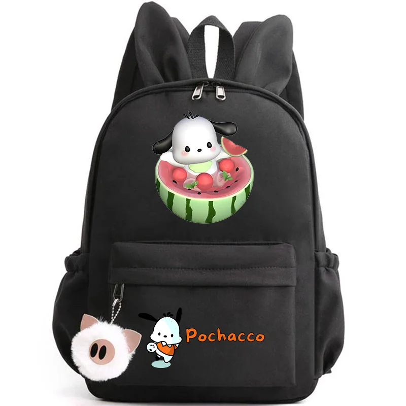 Sanrio Kawaii Pochacco School Bag With Pig Hair Ball Key Ring