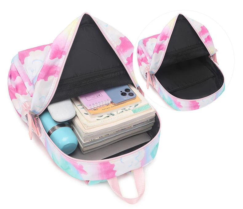 3Pcs Sanrio Kawaii Kuromi Backpack With Lunch Bag And Pencil Case