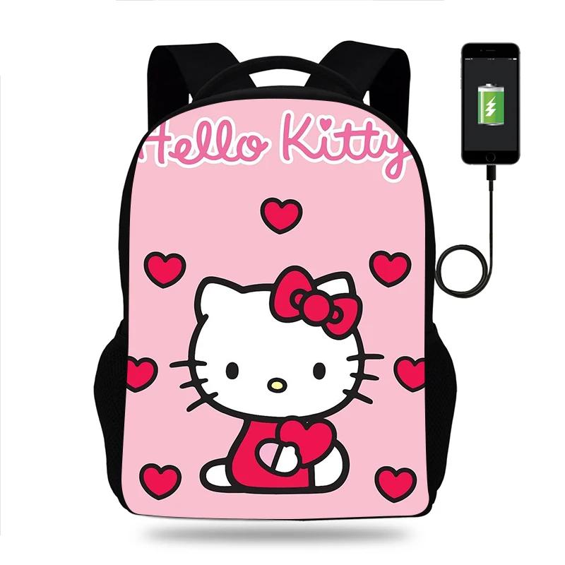  Sanrio Kawaii Hello Kitty Backpack With USB Charging Port