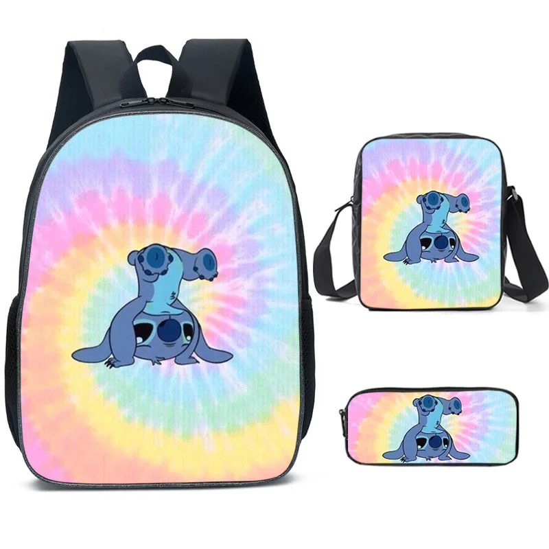 Kawaii Anime Stitch And Angel School Bag And Lunch Bag With Pencil Case