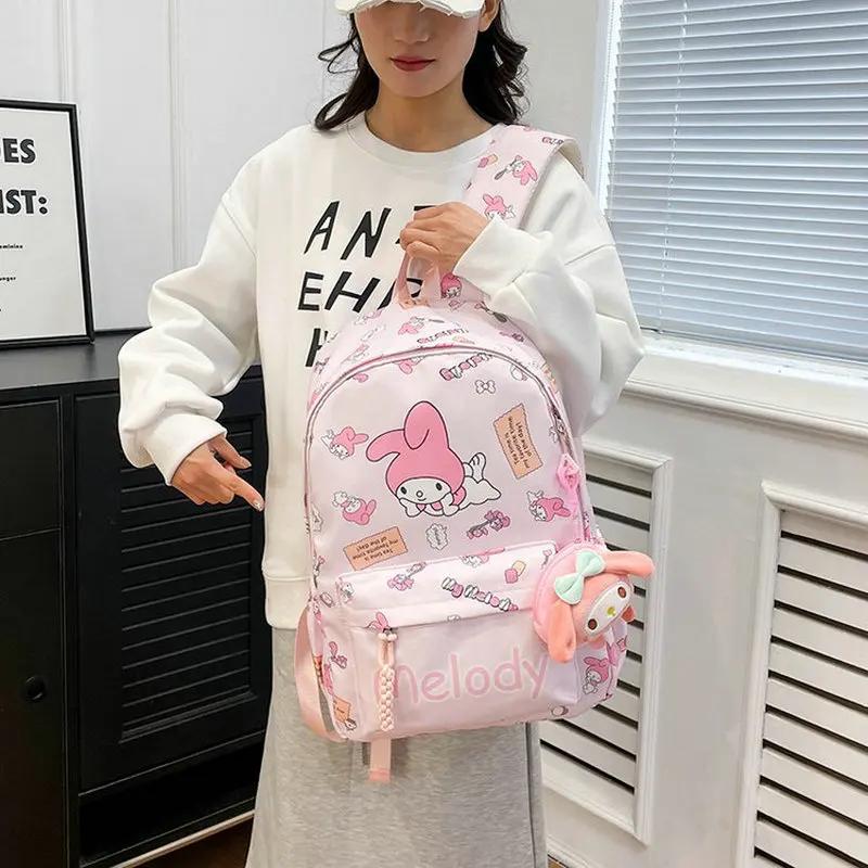Kawaii Cartoon My Melody Nylon School Bag With Coin Pouch