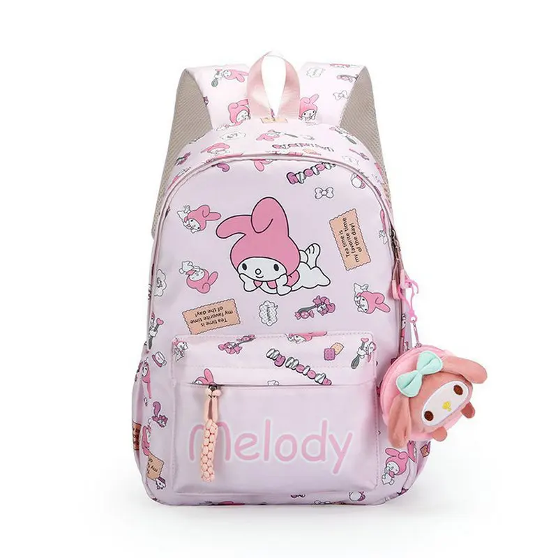 Kawaii Cartoon My Melody Nylon School Bag With Coin Pouch - KawaiiMerch.com