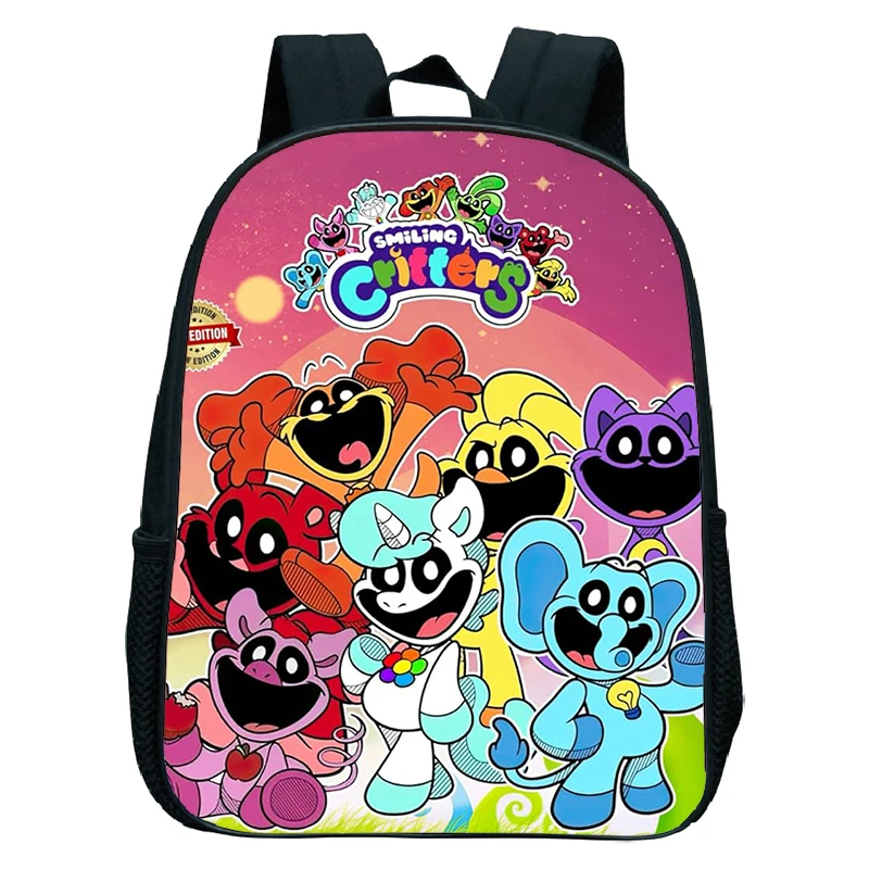 Kawaii Cartoon Smiling Critters Print Backpack