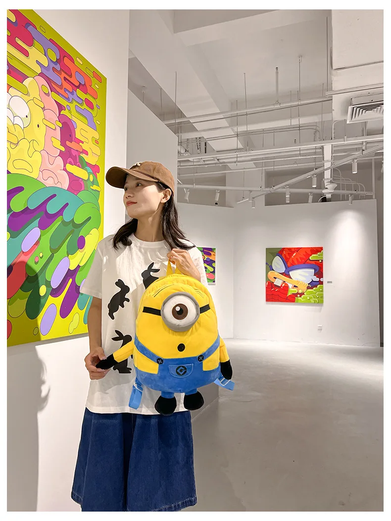 Kawaii Cartoon Minions Plush Backpack