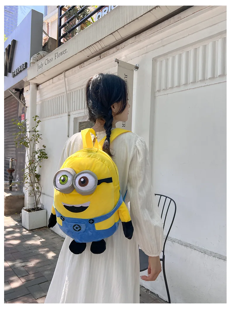 Kawaii Cartoon Minions Plush Backpack