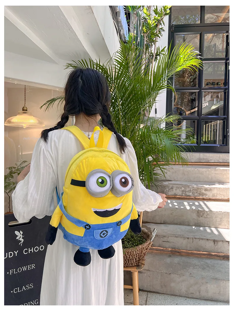 Kawaii Cartoon Minions Plush Backpack