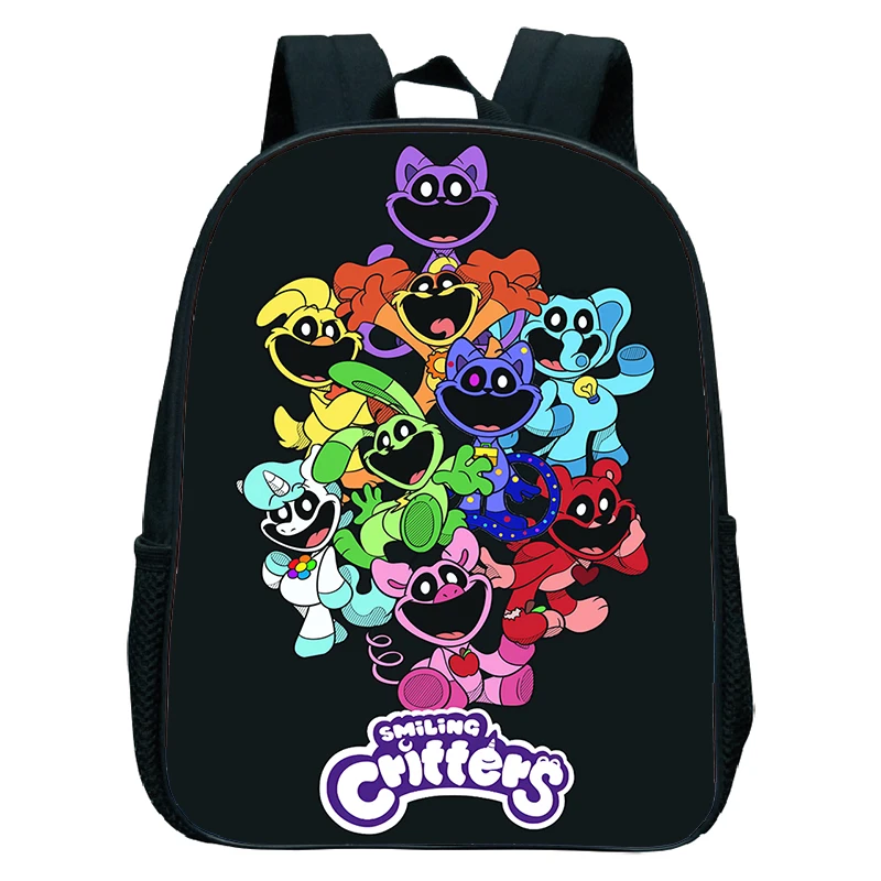 12 Inch Kawaii Cartoon Smiling Critters Print Backpack 12 Inch Kawaii Cartoon Smiling Critters Print Backpack
