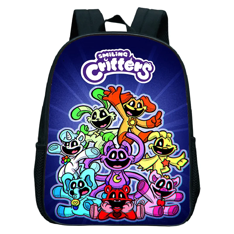 12 Inch Kawaii Cartoon Smiling Critters Print Backpack 12 Inch Kawaii Cartoon Smiling Critters Print Backpack