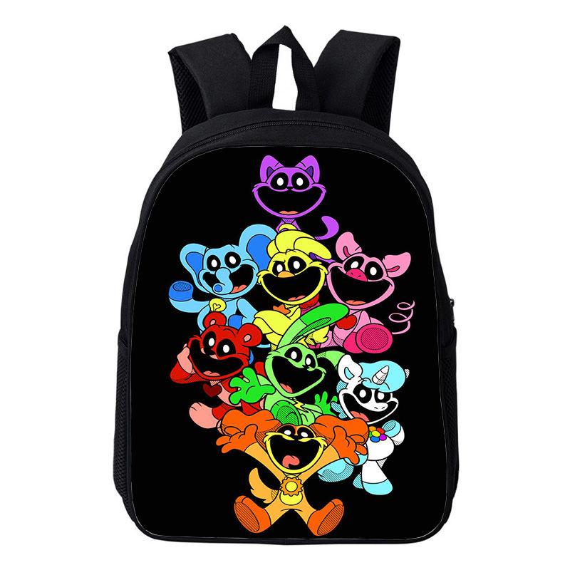 12 Inch Cartoon Kawaii Smiling Critters Print Backpack