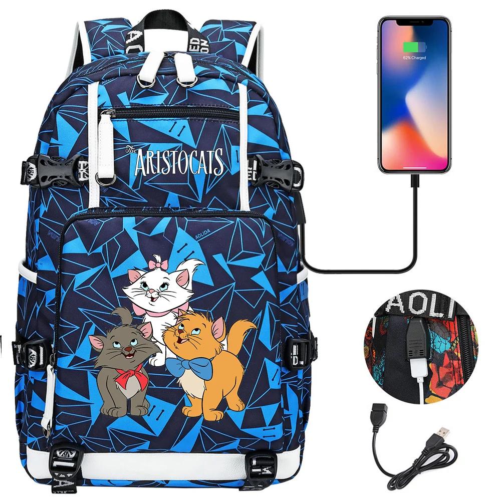 Cartoon Kawaii The Aristocats Backpack With Charging Port