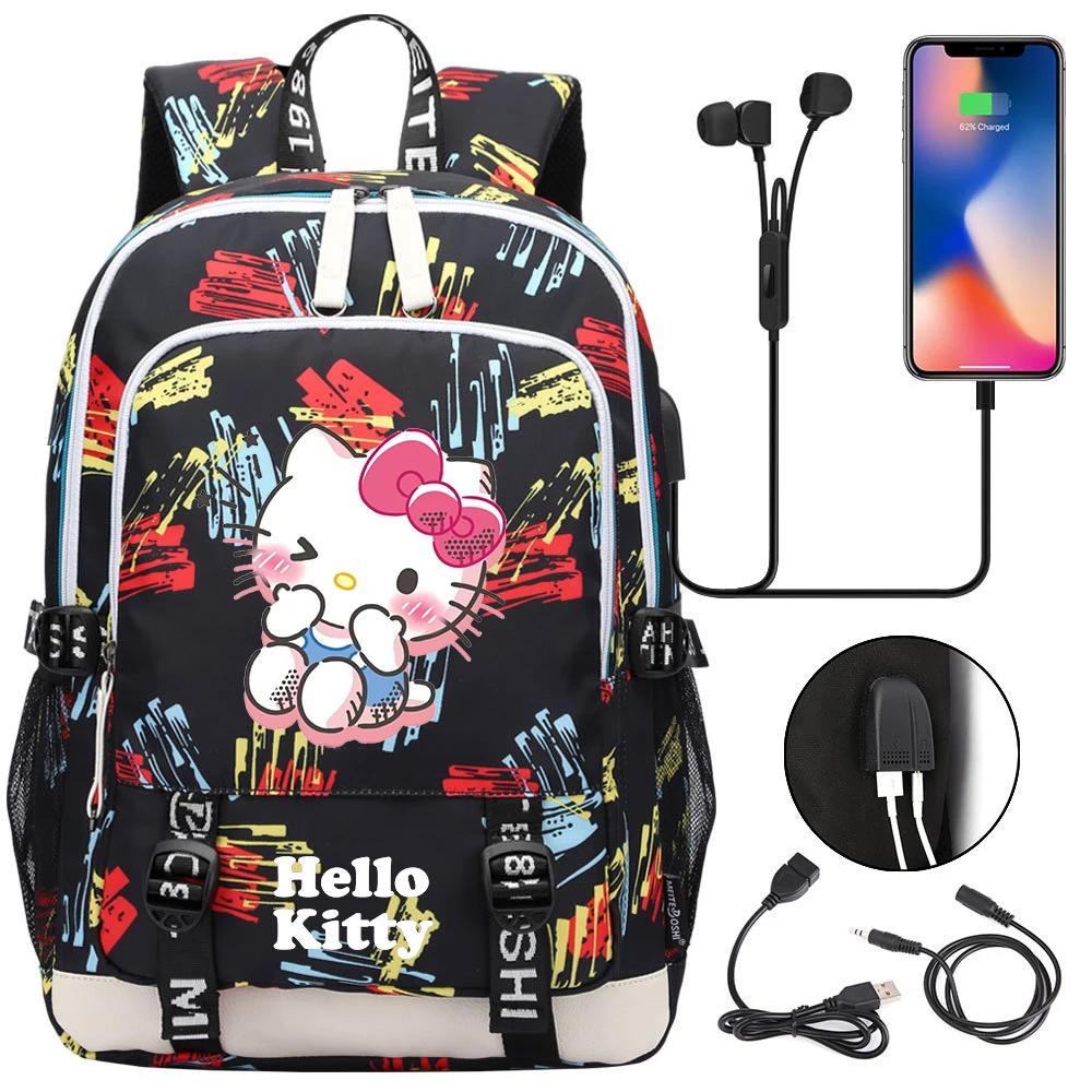 Sanrio Kawaii Cartoon Hello Kitty Backpack With USB