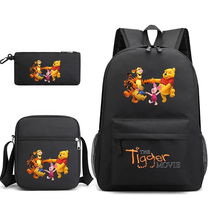 3Pcs Kawaii Cartoon The Tigger Movie Backpack