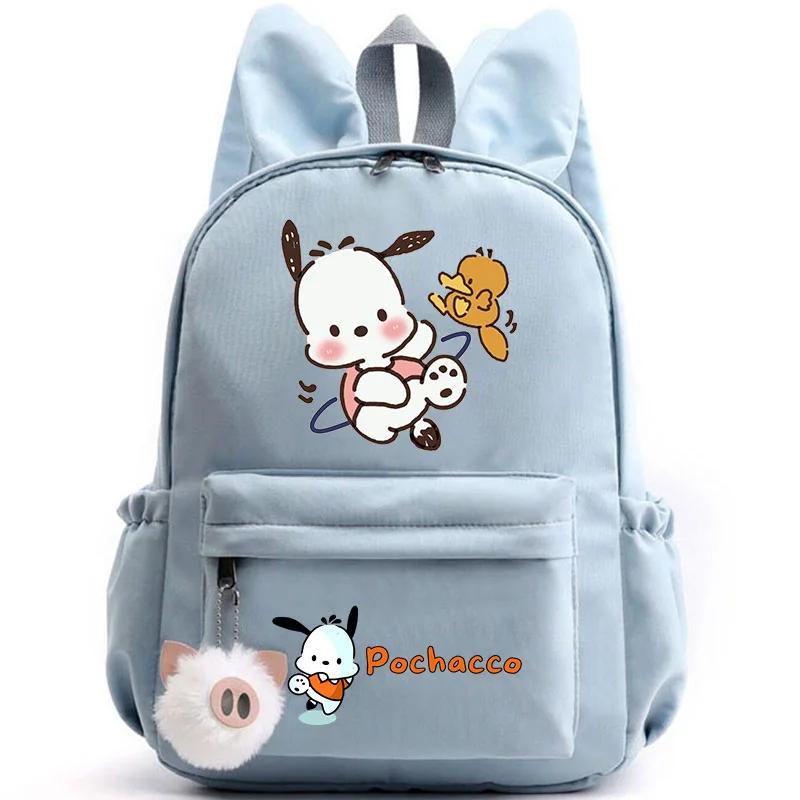 Sanrio Kawaii Pochacco Backpack With Pig Hair Ball Key Ring