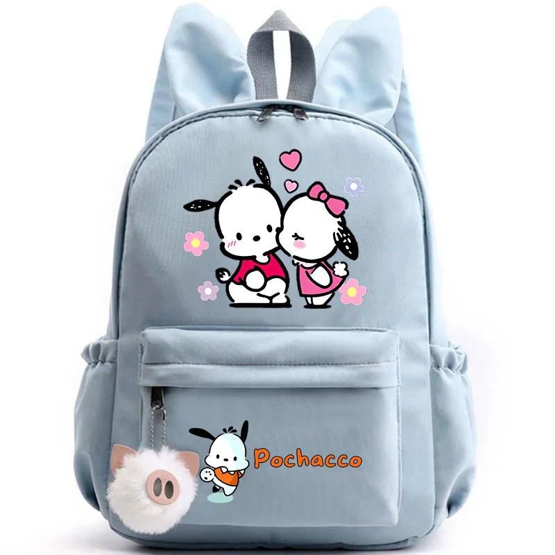 Sanrio Kawaii Pochacco Backpack With Pig Hair Ball Key Ring
