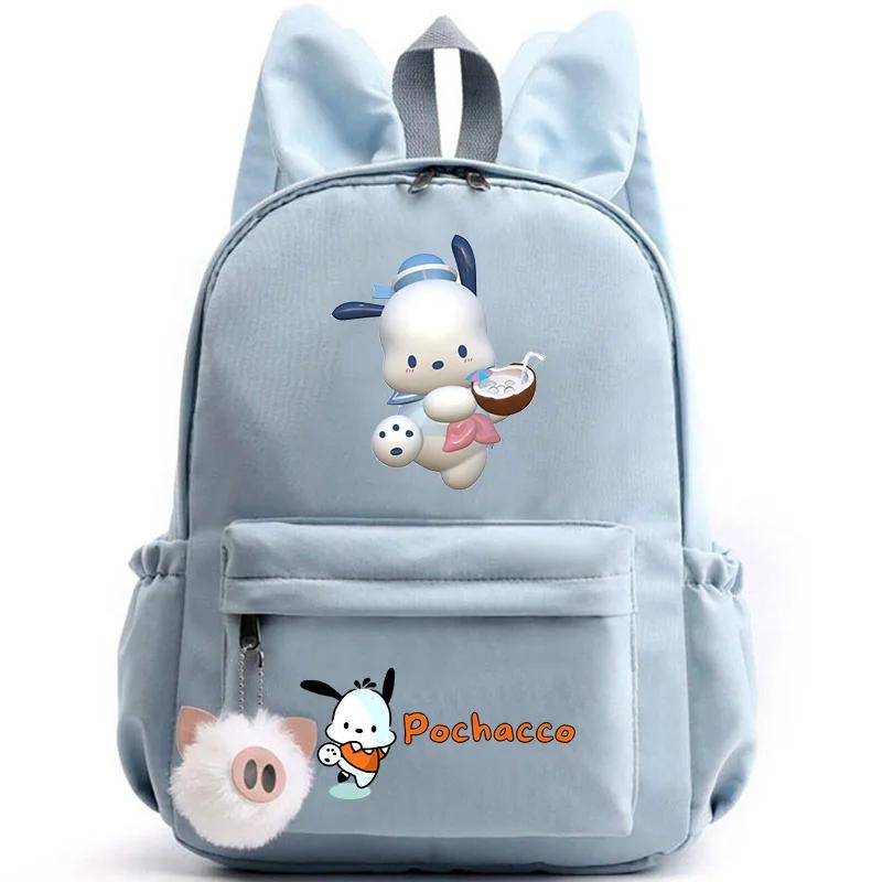 Sanrio Kawaii Pochacco Backpack With Pig Hair Ball Key Ring