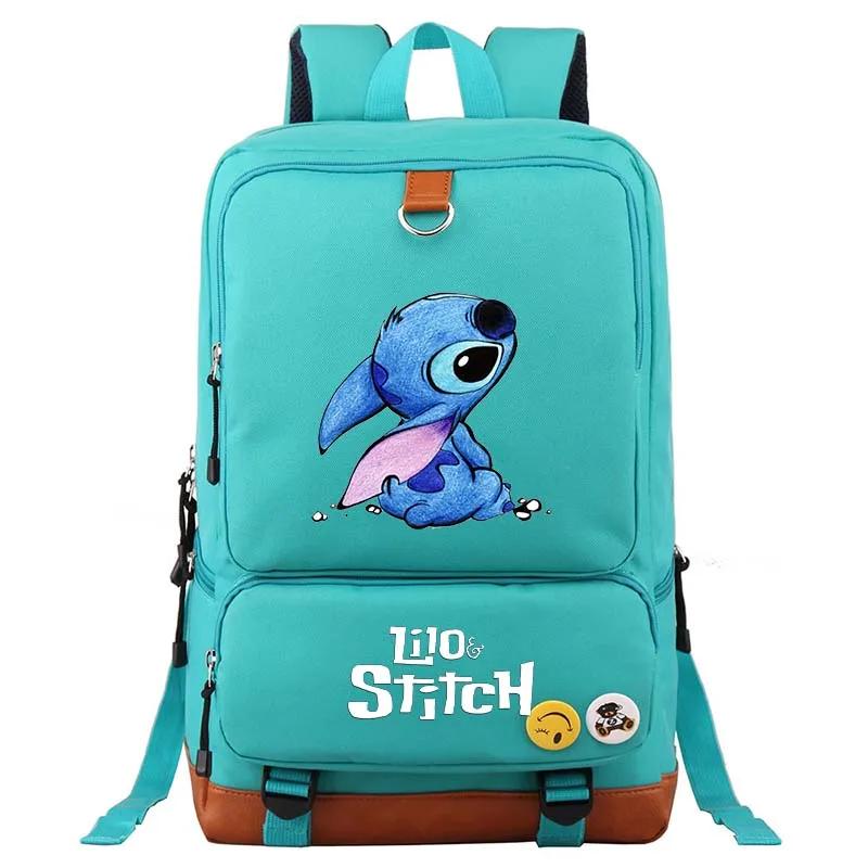 Cartoon Kawaii Lilo & Stitch Teal Blue Color Backpack