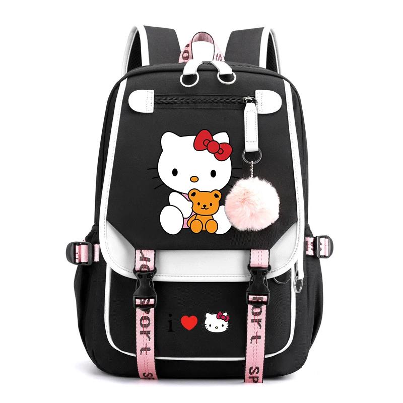 Sanrio Kawaii Hello Kitty White Color USB Charging Backpack ...