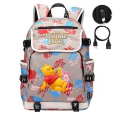 Kawaii Cartoon Winnie The Pooh Backpack With USB Port Kawaii Cartoon Winnie The Pooh Backpack With USB Port