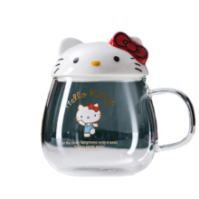 Kawaii Cartoon Hello Kitty Glass Cup With Lid Kawaii Cartoon Hello Kitty Glass Cup With Lid