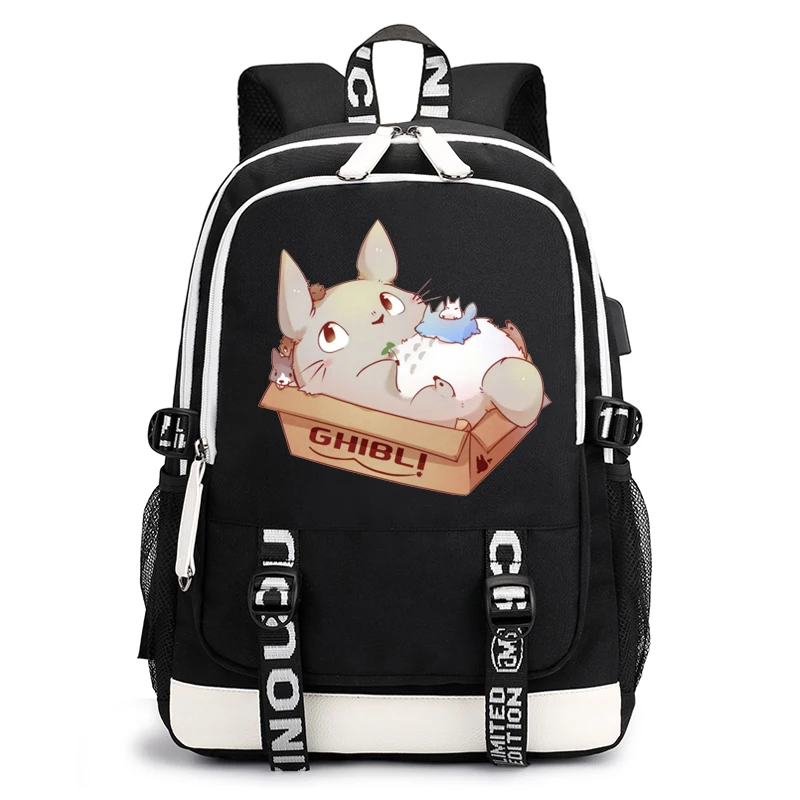 Kawaii Cartoon Totoro Ghibli Printed USB Backpack