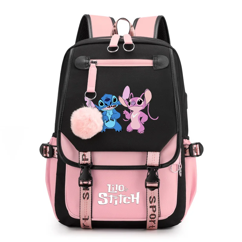 Anime Kawaii Lilo And Stitch USB Charge Backpack