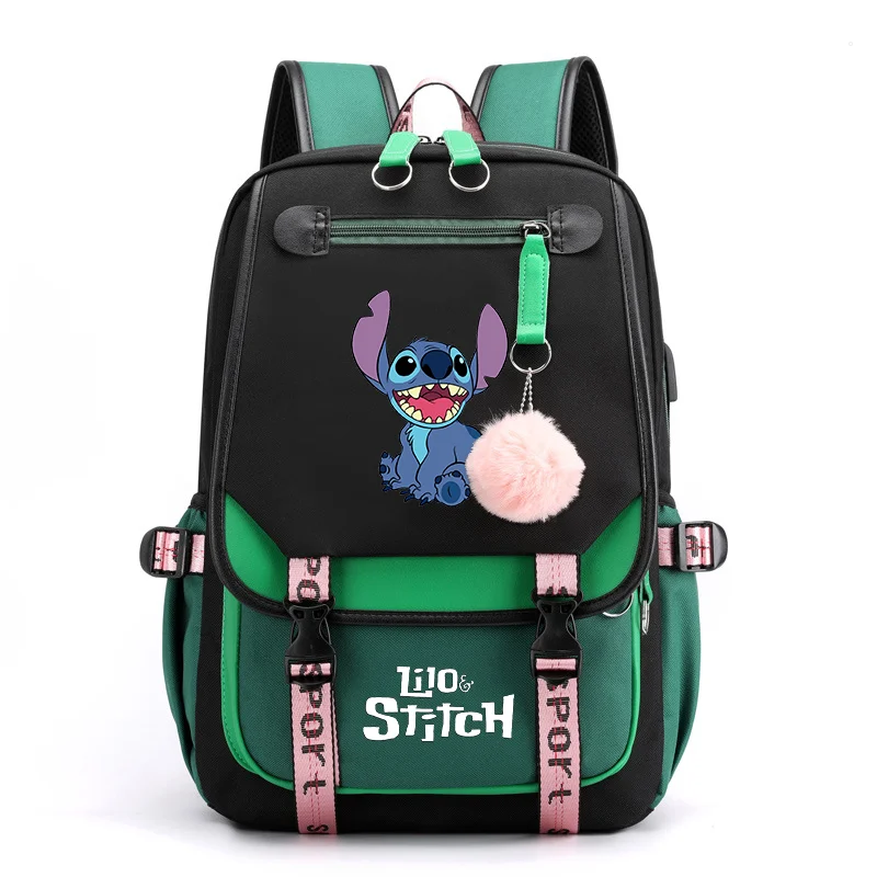 Anime Lilo And Stitch USB Charge Kawaii Backpack