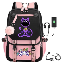 Kawaii Cartoon Smiling Critters Catnap USB Charge School Bag Kawaii Cartoon Smiling Critters Catnap USB Charge School Bag