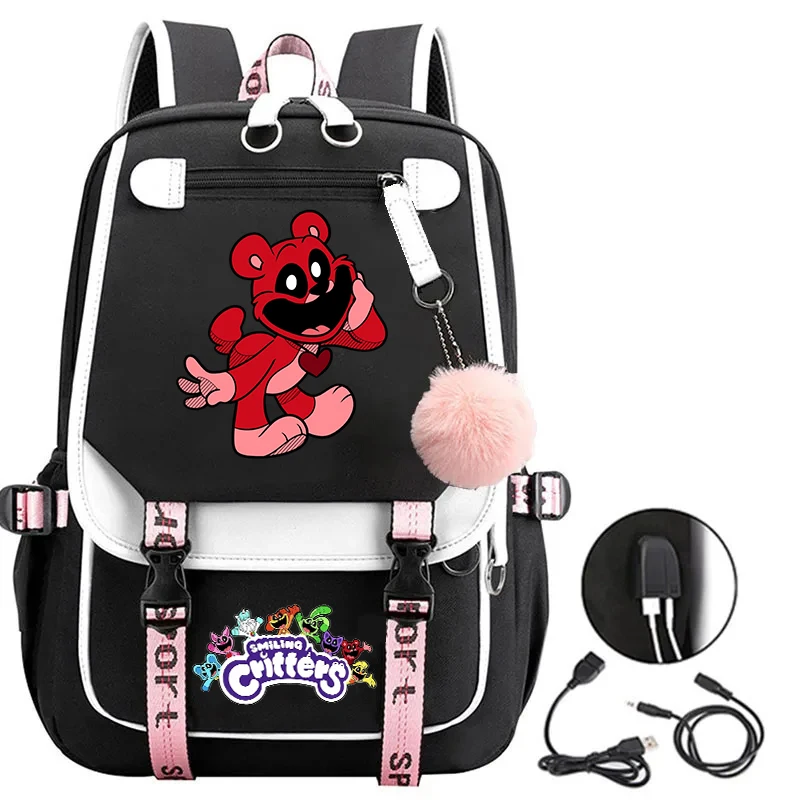 Kawaii Anime Smiling Critters Catnap USB Charge School Bag