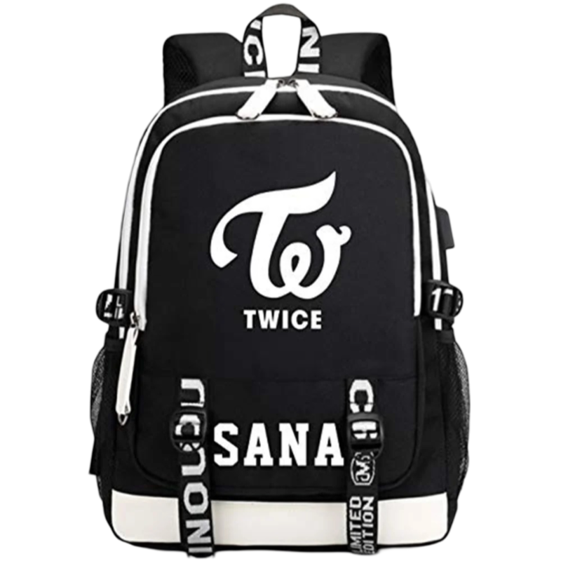 Kawaii Kpop Twice Sana USB Charging Backpack