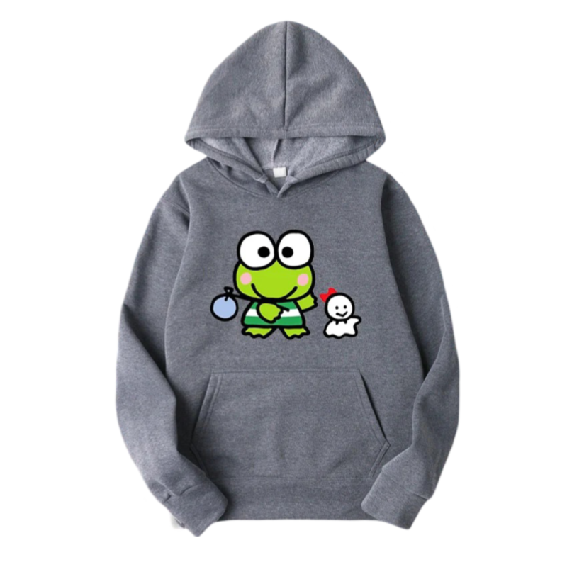 Sanrio Kawaii Cartoon Keroppi Casual Hoodie Sanrio Kawaii Cartoon Keroppi Casual Hoodie
