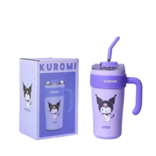 Kawaii Sanrio Kuromi Children Thermal Straw Cup Kawaii Sanrio Kuromi Children Thermal Straw Cup