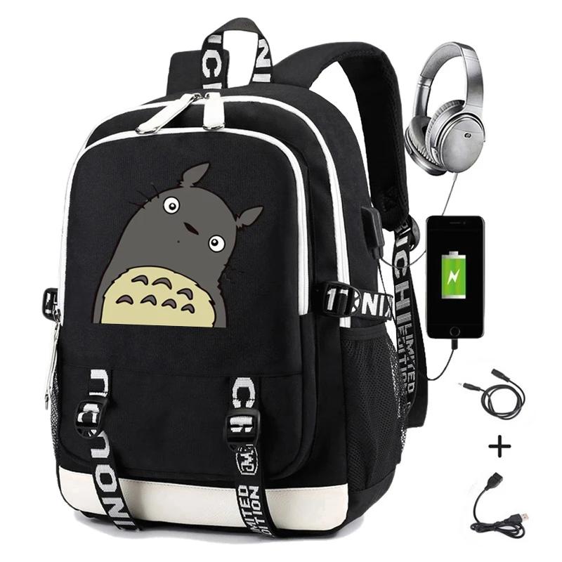 Kawaii Anime My Neighbour Totoro Printed Backpack With USB Port