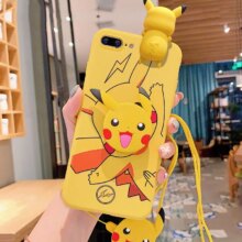 For iPhone 6 6s 7 8 X Xs Max XR 11 12 13 14 15 Pro Max SE Pokemon Pikachu Phone Case With Holder Rope For iPhone 6 6s 7 8 X Xs Max XR 11 12 13 14 15 Pro Max SE Pokemon Pikachu Phone Case With Holder Rope